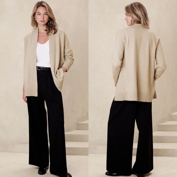 Banana Republic Sweaters - NWT Banana Republic Women's 2XL Ribbed Cream Beige Long Open Soft Cardigan
